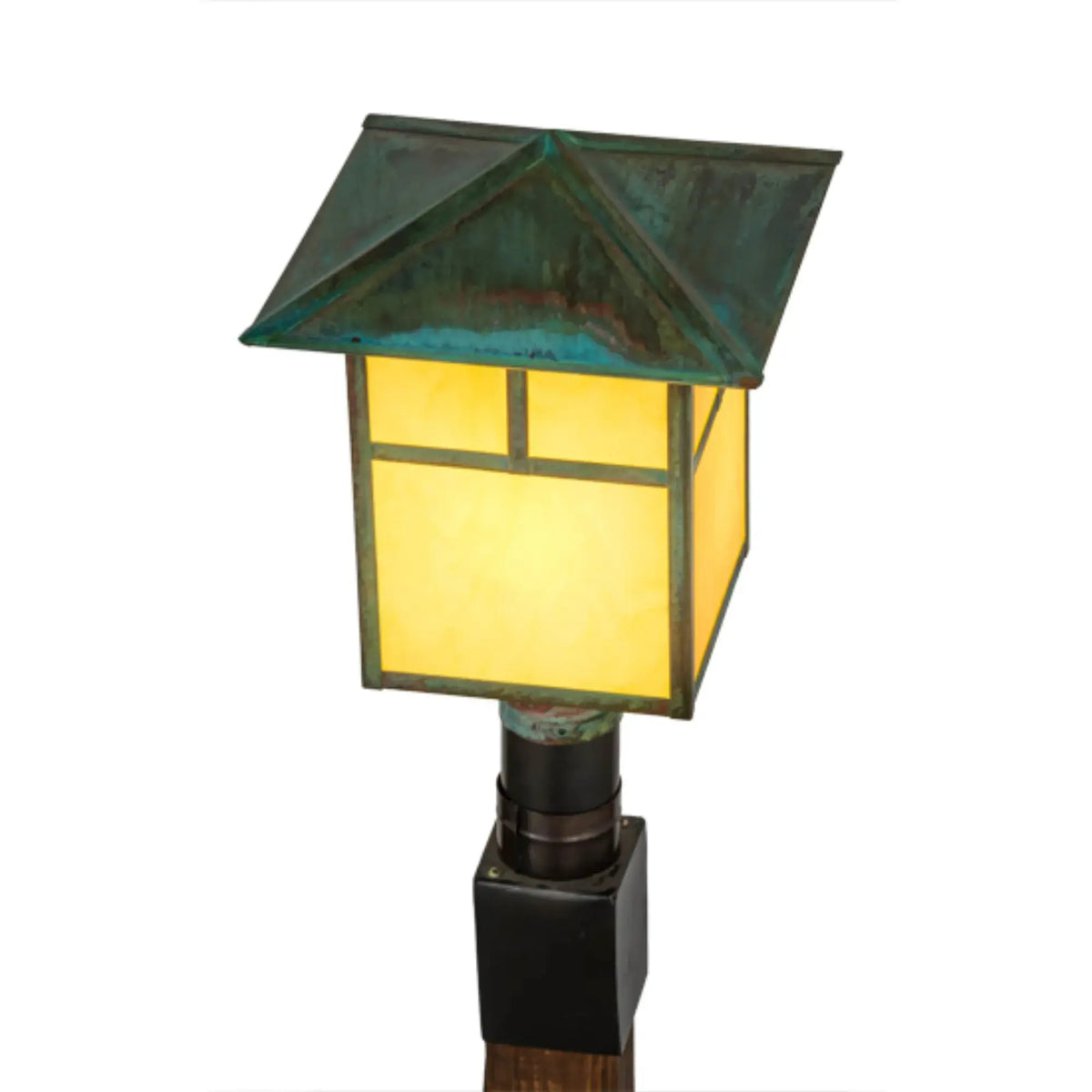 12"Sq Seneca "T" Mission Post Mount – Copepr Verdigris – Wet-Rated – Meyda Lighting Meyda Lighting