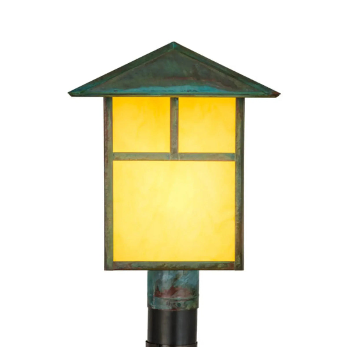 12"Sq Seneca "T" Mission Post Mount – Copepr Verdigris – Wet-Rated – Meyda Lighting Meyda Lighting