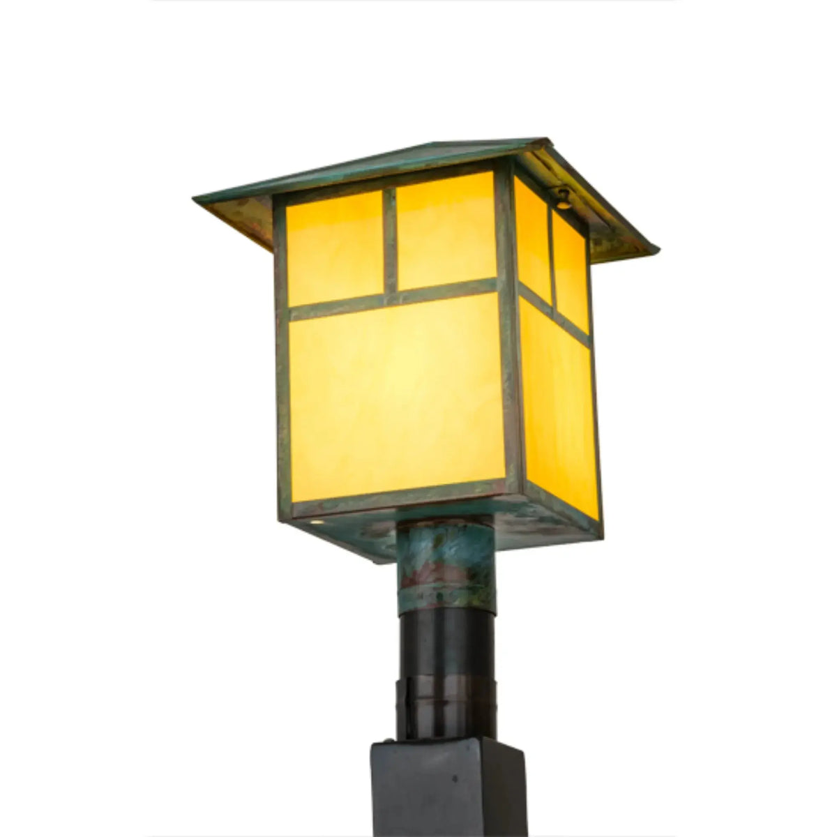 12"Sq Seneca "T" Mission Post Mount – Copepr Verdigris – Wet-Rated – Meyda Lighting Meyda Lighting