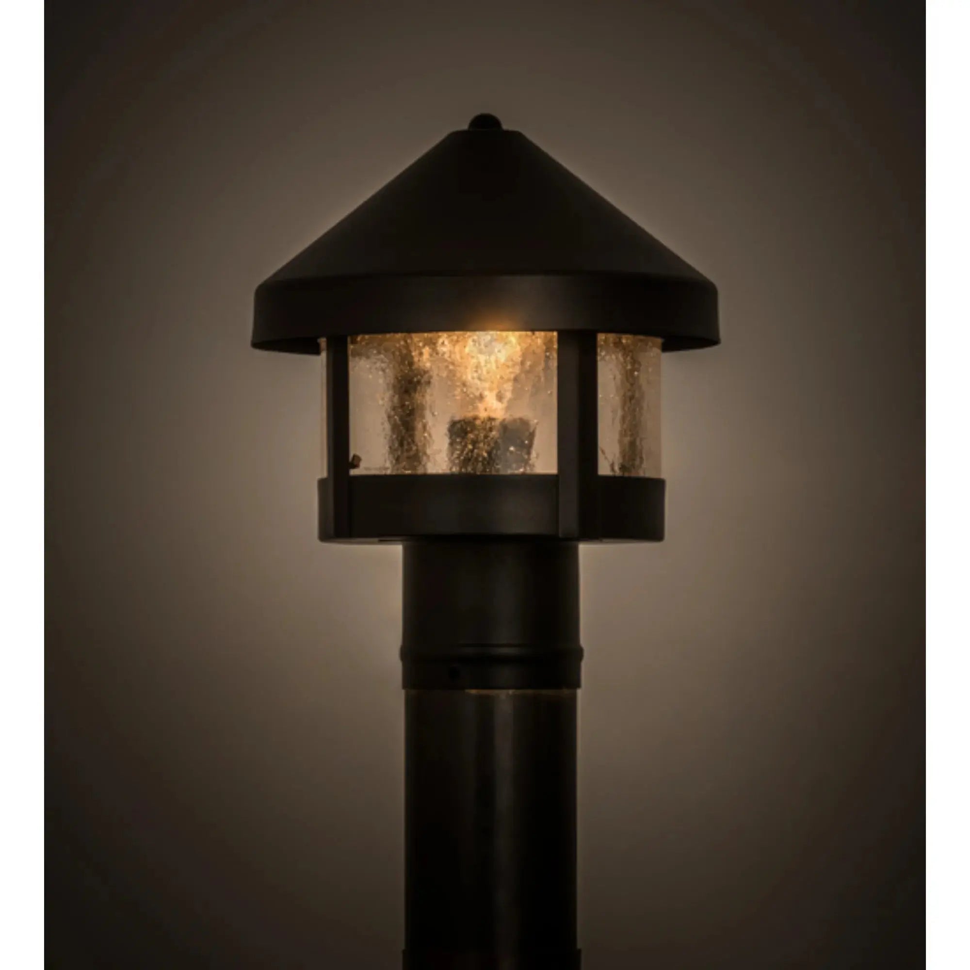 8" Wide Fulton Prime Post Mount – Black Patina – Clear Seeded Glass – Wet-Rated – Meyda Lighting Meyda Lighting