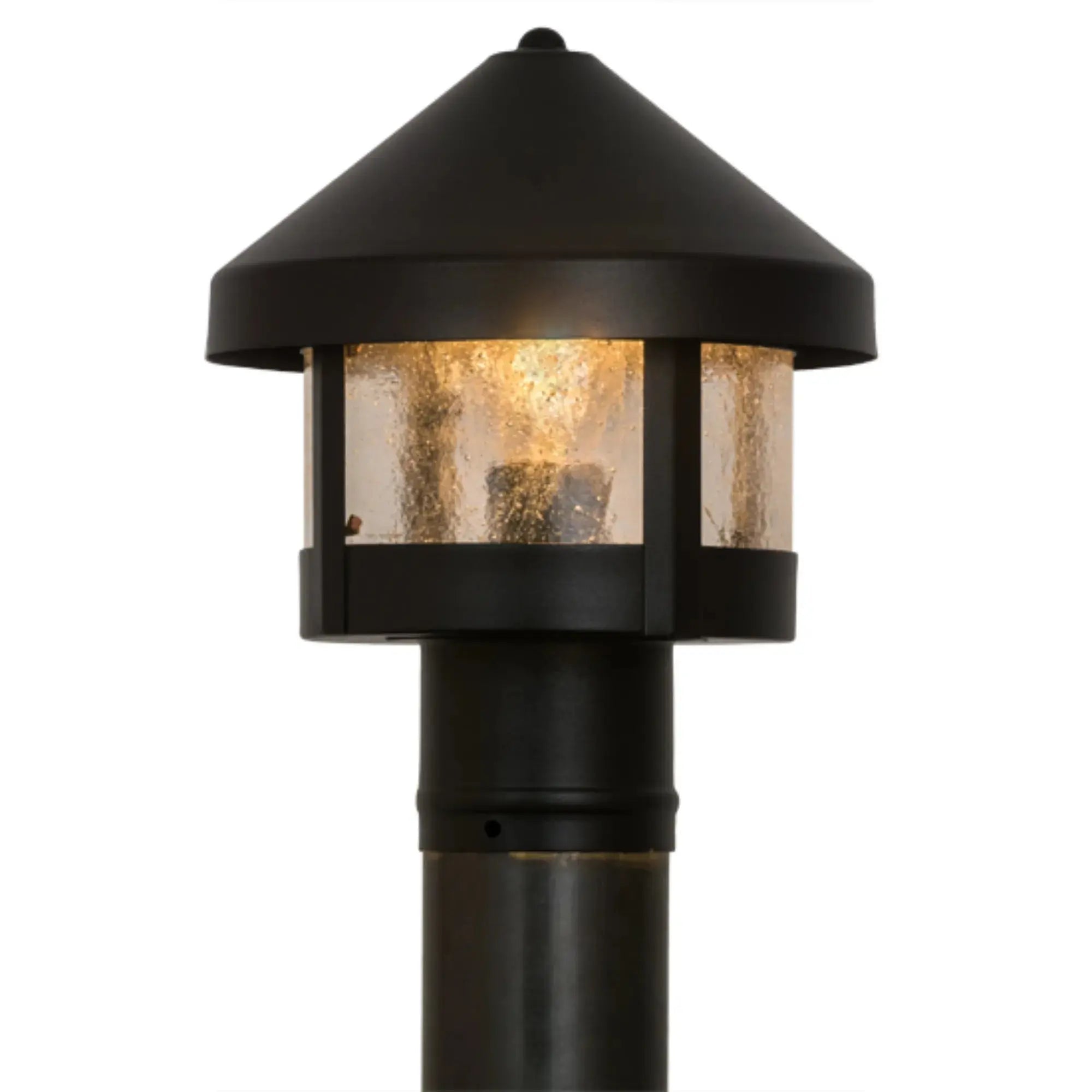8" Wide Fulton Prime Post Mount – Black Patina – Clear Seeded Glass – Wet-Rated – Meyda Lighting Meyda Lighting