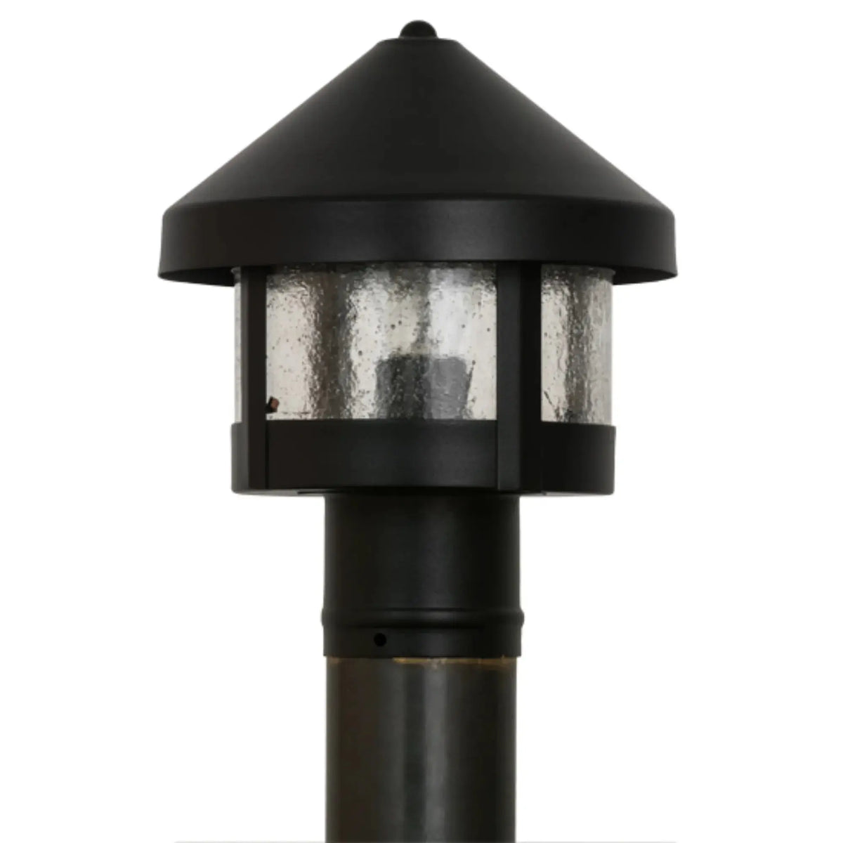8" Wide Fulton Prime Post Mount – Black Patina – Clear Seeded Glass – Wet-Rated – Meyda Lighting Meyda Lighting