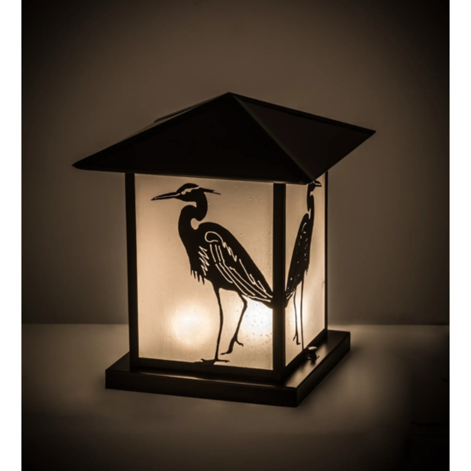 12"Sq Seneca Heron Pier Mount – Craftsman Brown – Frosted Seeded Glass – Wet-Rated – Meyda Lighting