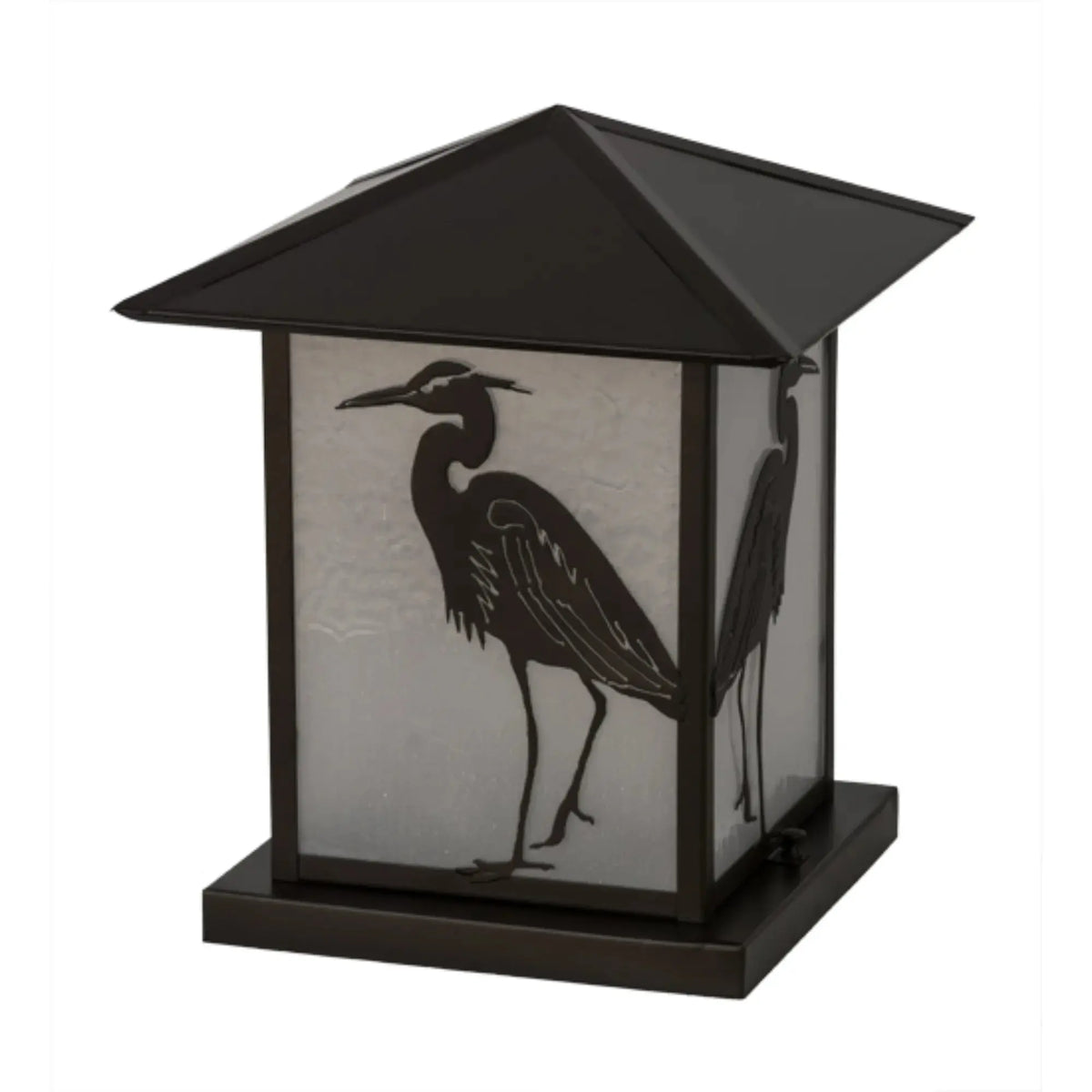 12"Sq Seneca Heron Pier Mount – Craftsman Brown – Frosted Seeded Glass – Wet-Rated – Meyda Lighting Meyda Lighting