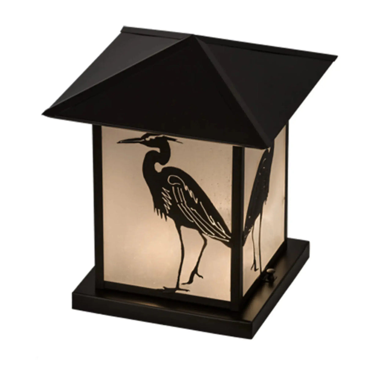12"Sq Seneca Heron Pier Mount – Craftsman Brown – Frosted Seeded Glass – Wet-Rated – Meyda Lighting Meyda Lighting
