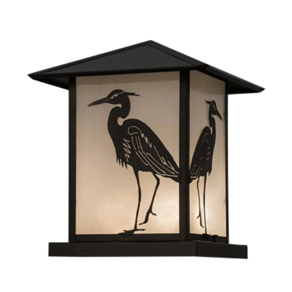 12"Sq Seneca Heron Pier Mount – Craftsman Brown – Frosted Seeded Glass – Wet-Rated – Meyda Lighting Meyda Lighting