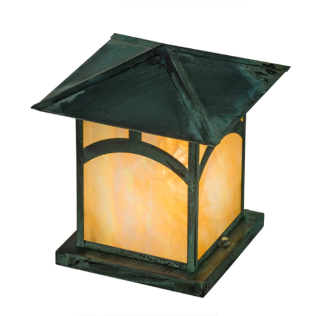 12"Sq Seneca Hill Top Pier Mount – Craftsman Verdigris – Wet-Rated – Meyda Lighting Meyda Lighting