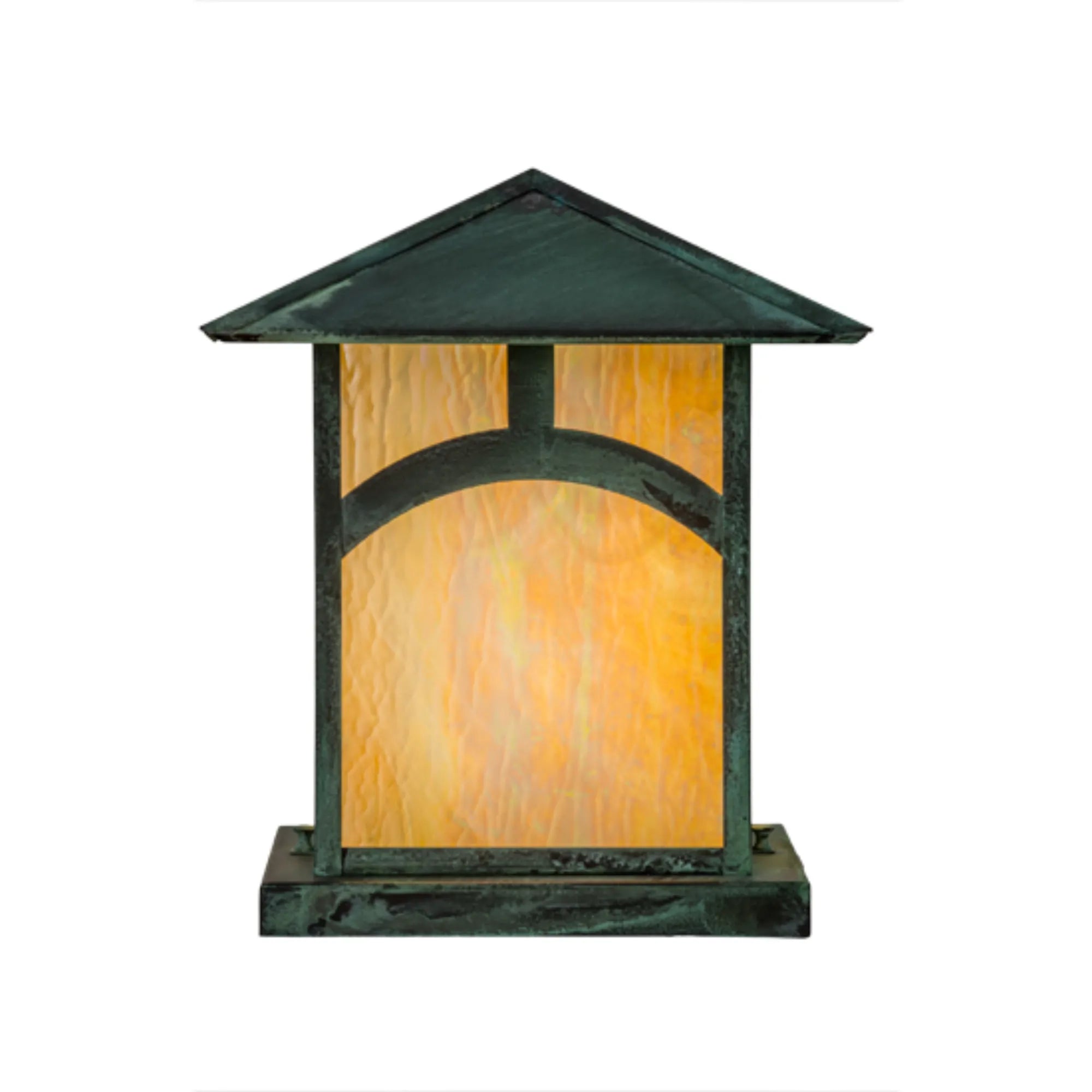 12"Sq Seneca Hill Top Pier Mount – Craftsman Verdigris – Wet-Rated – Meyda Lighting