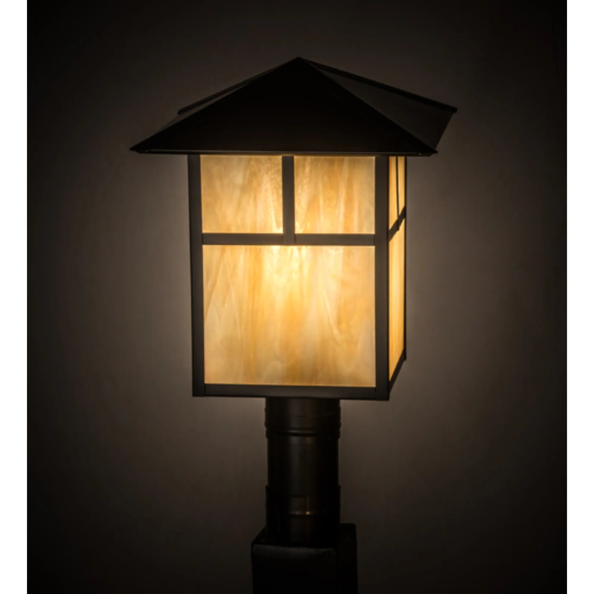 12" Square Seneca T Mission Post Mount – Craftsman Brown – Wet-Rated – Meyda Lighting