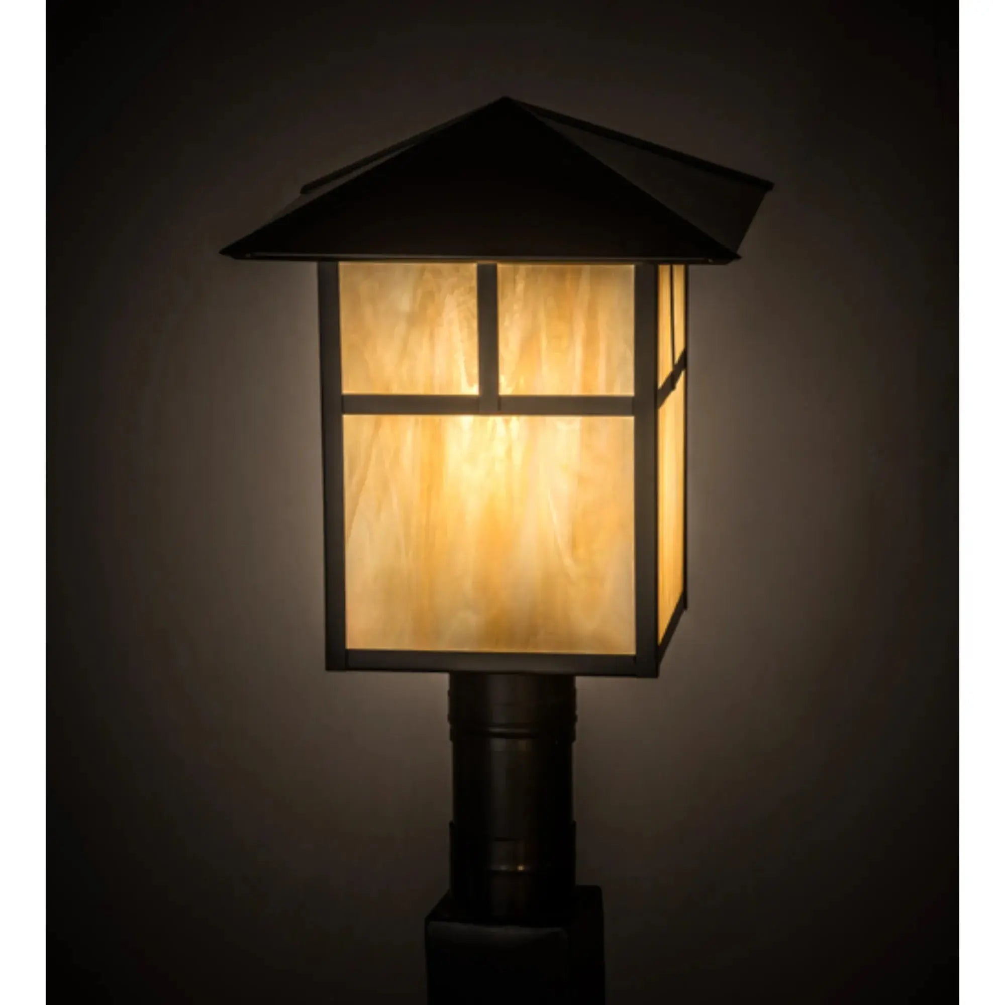 12" Square Seneca T Mission Post Mount – Craftsman Brown – Wet-Rated – Meyda Lighting Meyda Lighting