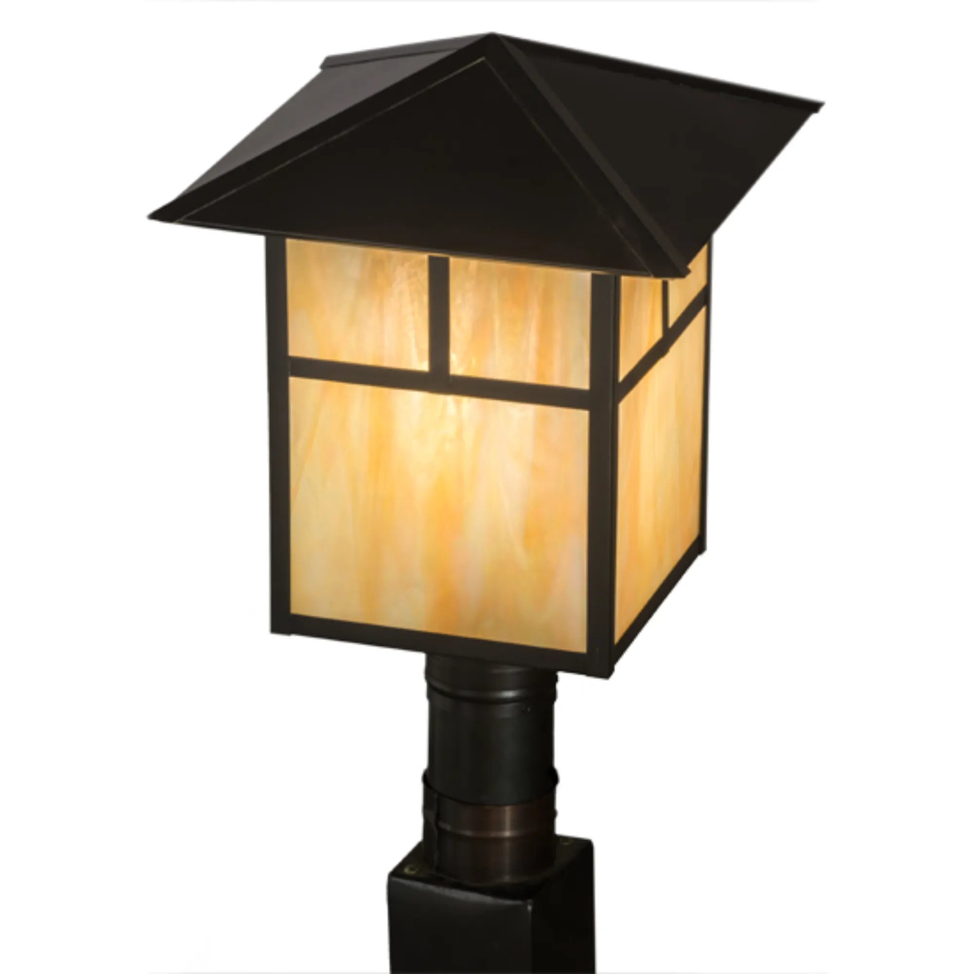 12" Square Seneca T Mission Post Mount – Craftsman Brown – Wet-Rated – Meyda Lighting