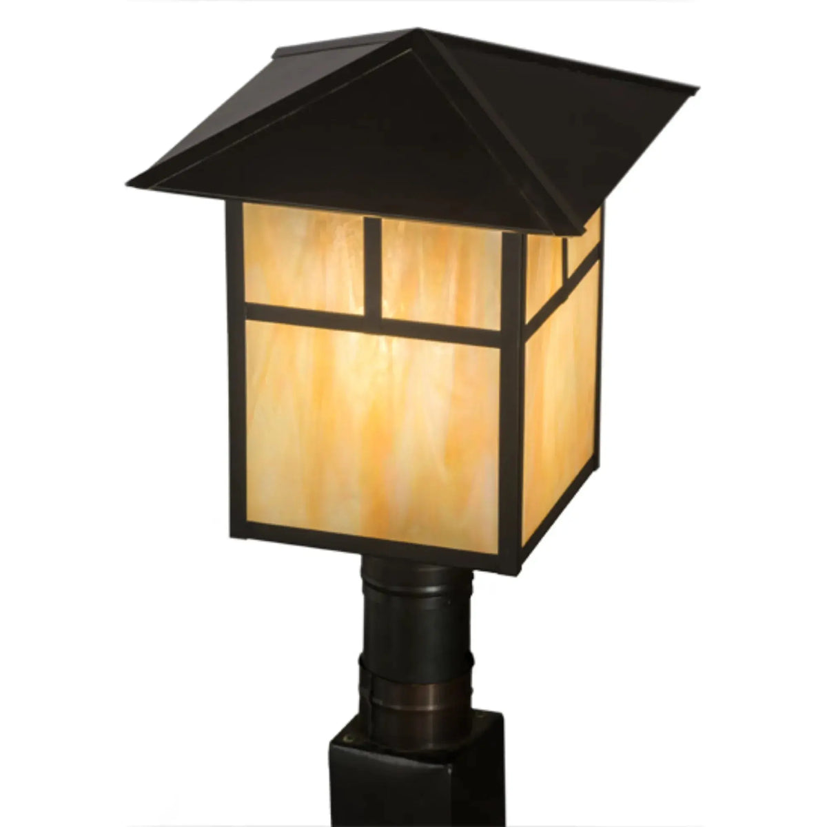 12" Square Seneca T Mission Post Mount – Craftsman Brown – Wet-Rated – Meyda Lighting Meyda Lighting