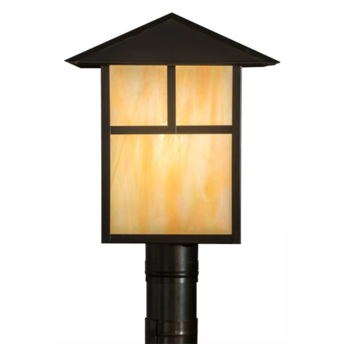 12" Square Seneca T Mission Post Mount – Craftsman Brown – Wet-Rated – Meyda Lighting Meyda Lighting