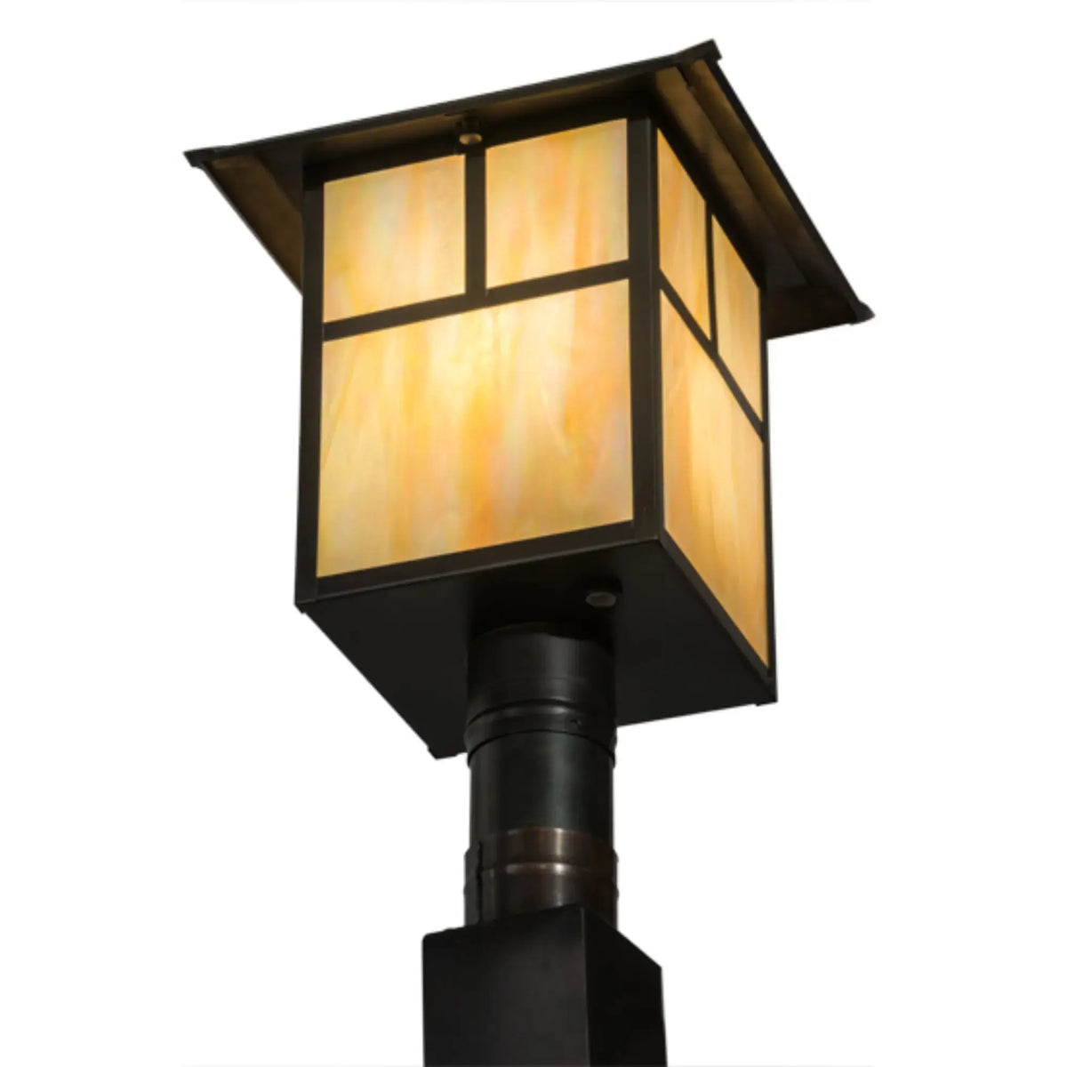 12" Square Seneca T Mission Post Mount – Craftsman Brown – Wet-Rated – Meyda Lighting Meyda Lighting