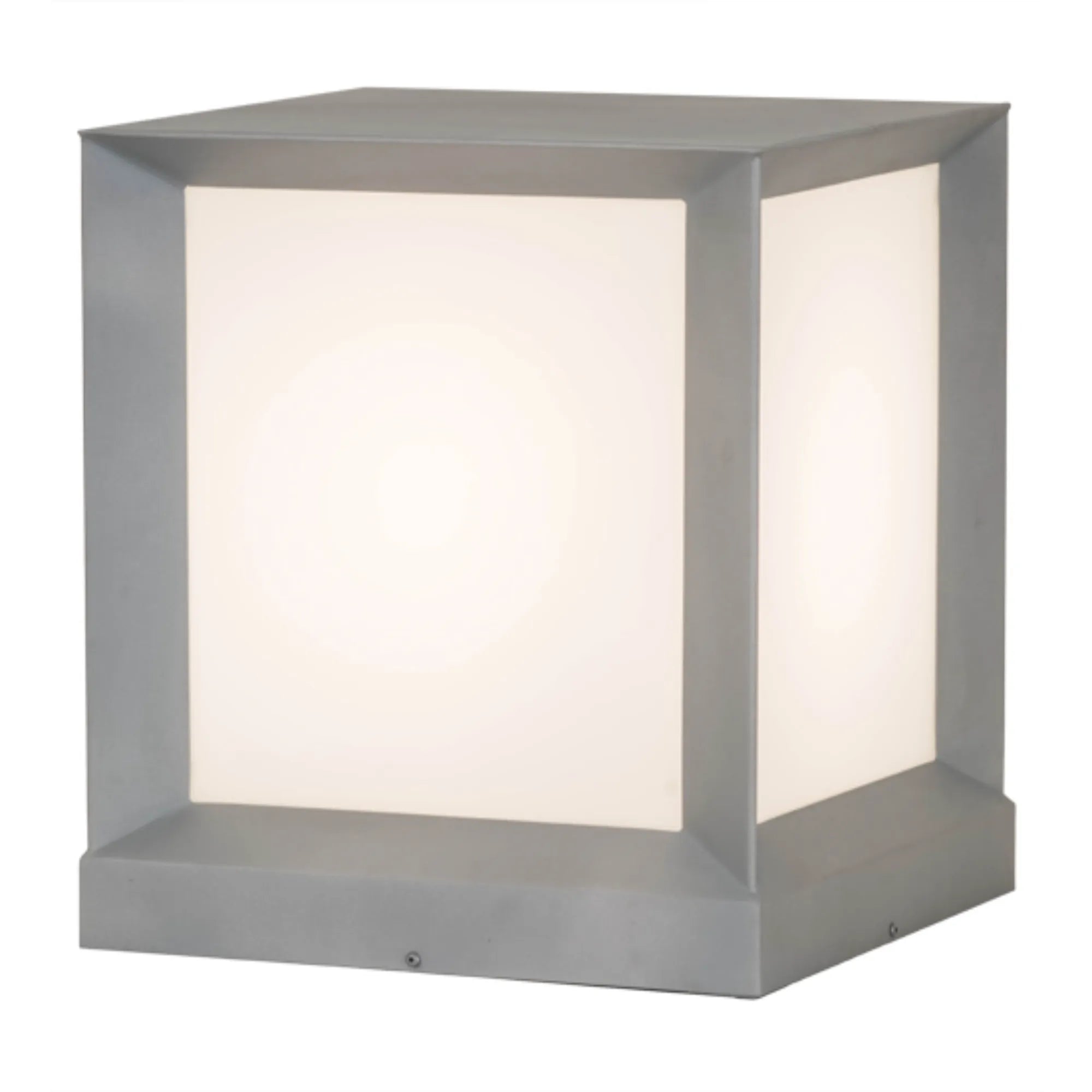 16"Sq Cubism Pier Mount – Weatherable Silver – Statuario Idalight – Wet-Rated – Meyda Lighting