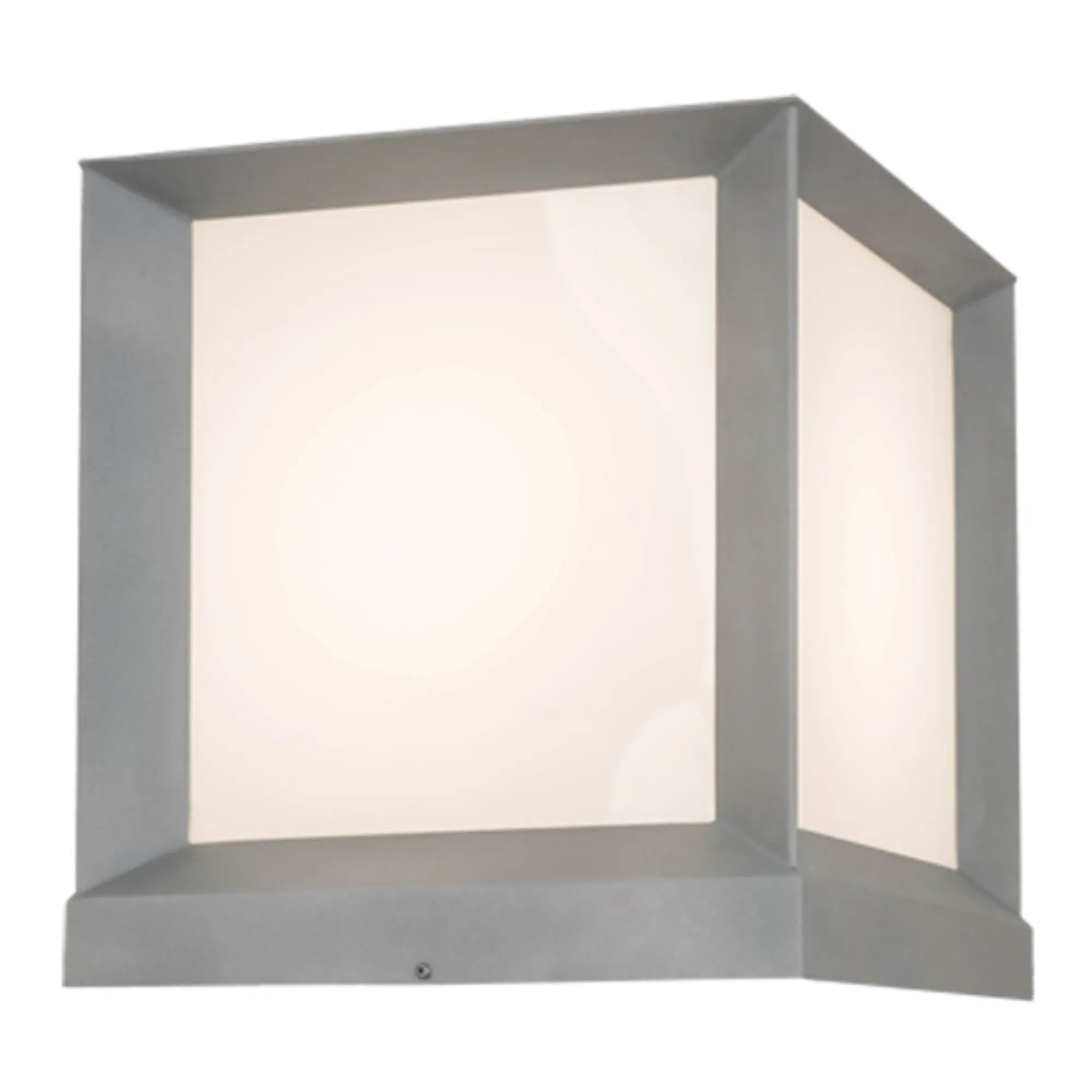 16"Sq Cubism Pier Mount – Weatherable Silver – Statuario Idalight – Wet-Rated – Meyda Lighting