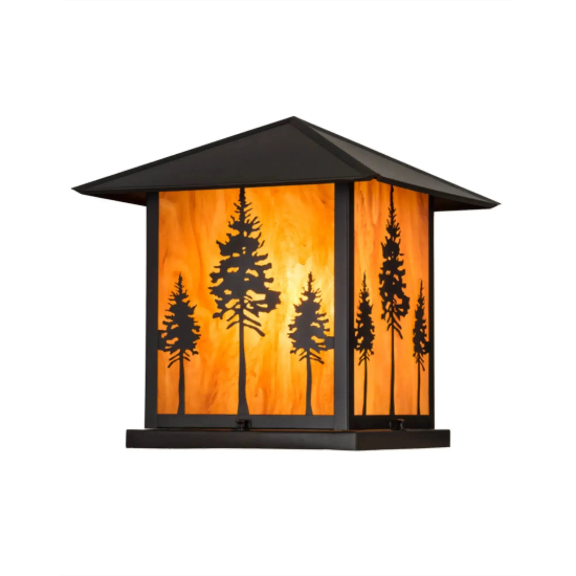 17.5"Sq Great Pines Pier Mount – Craftsman Brown – Ambra Siena Idalight – Wet-Rated – Meyda Lighting Meyda Lighting