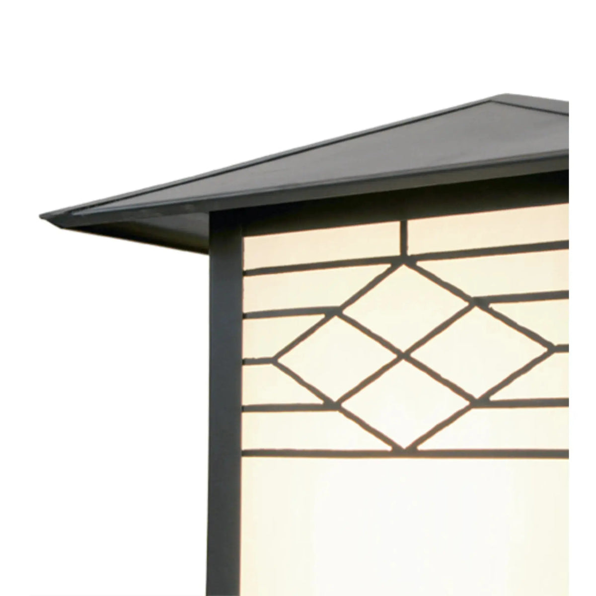 12"Square Seneca Ponte Post Mount – Craftsman Brown – White Art Glass – Wet-Rated – Meyda Lighting Meyda Lighting