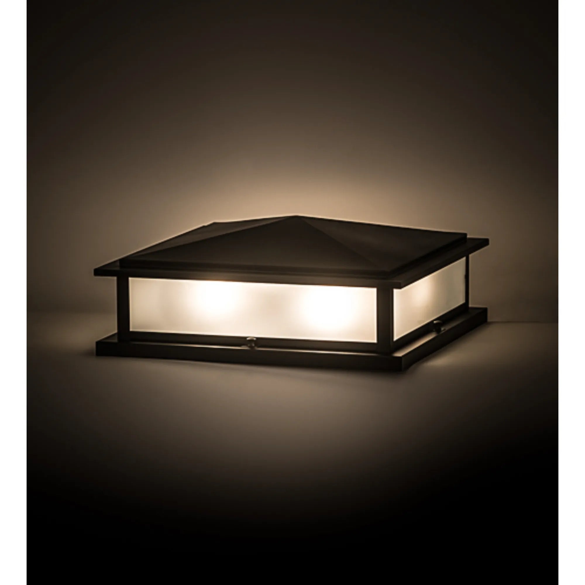 18" Square Seneca Prime Pier Mount – Flat Black – Clear Frosted Glass – Wet-Rated – Meyda Lighting
