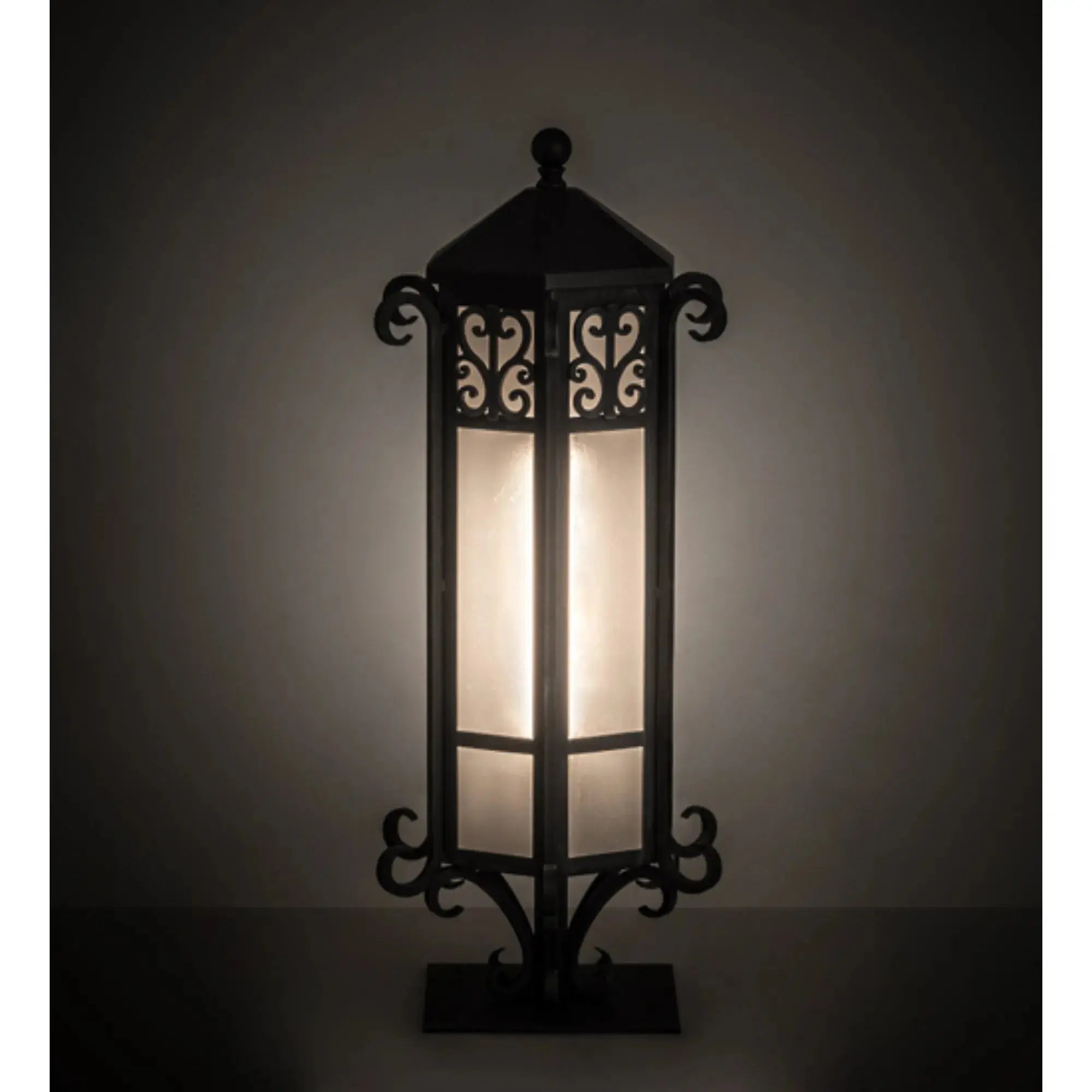 12"W Caprice Pier Mount – Antique Iron Gate – Frosted Seedy – Wet-Rated – Meyda Lighting Meyda Lighting