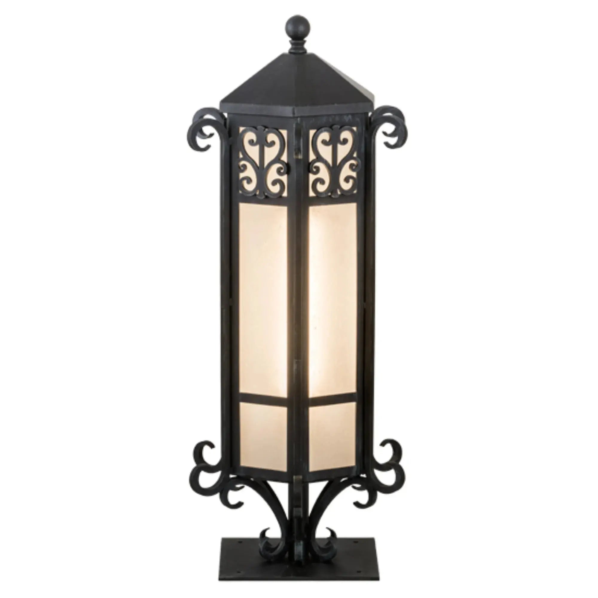 12"W Caprice Pier Mount – Antique Iron Gate – Frosted Seedy – Wet-Rated – Meyda Lighting Meyda Lighting