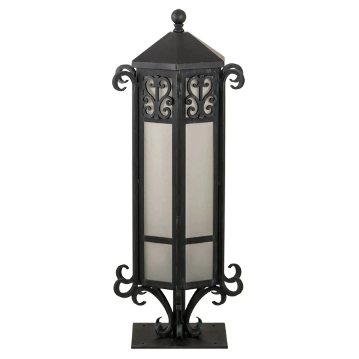 12"W Caprice Pier Mount – Antique Iron Gate – Frosted Seedy – Wet-Rated – Meyda Lighting Meyda Lighting