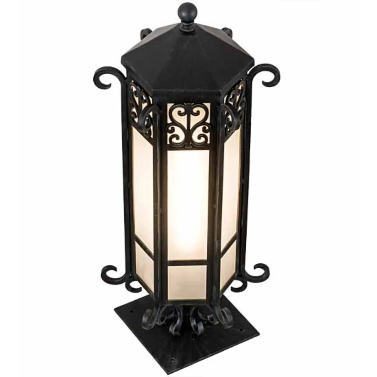 12"W Caprice Pier Mount – Antique Iron Gate – Frosted Seedy – Wet-Rated – Meyda Lighting Meyda Lighting