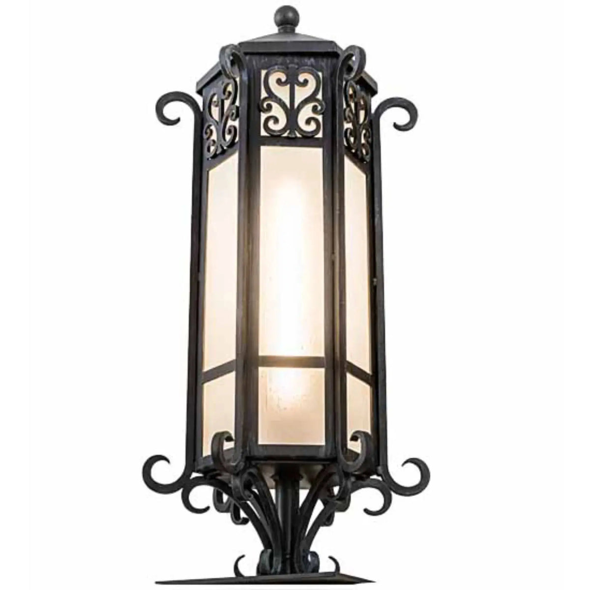 12"W Caprice Pier Mount – Antique Iron Gate – Frosted Seedy – Wet-Rated – Meyda Lighting Meyda Lighting