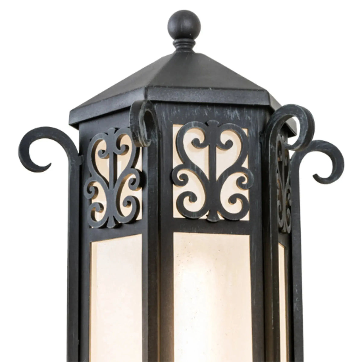 12"W Caprice Pier Mount – Antique Iron Gate – Frosted Seedy – Wet-Rated – Meyda Lighting Meyda Lighting