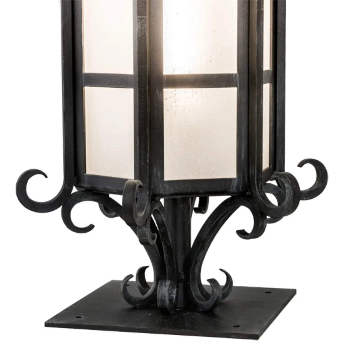 12"W Caprice Pier Mount – Antique Iron Gate – Frosted Seedy – Wet-Rated – Meyda Lighting Meyda Lighting