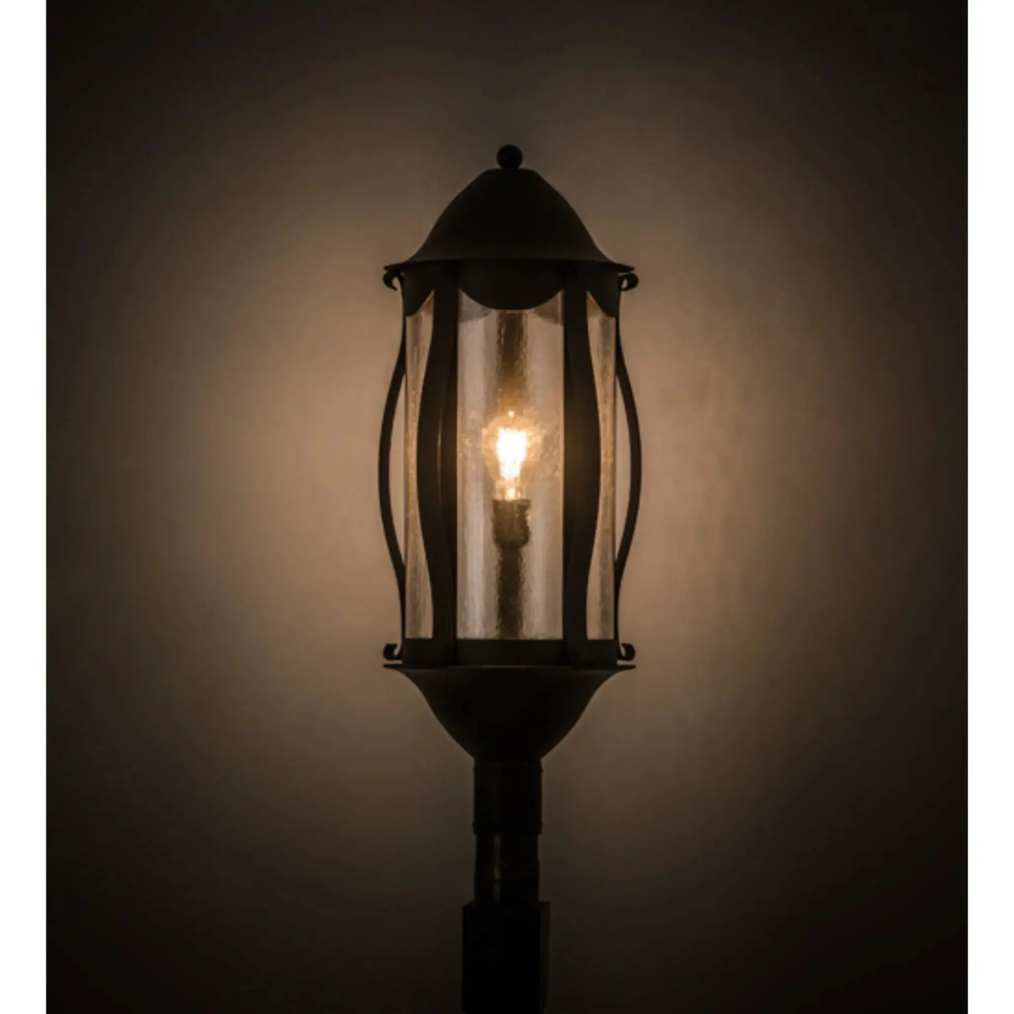 13"W Auvillar Post Mount – Old Wrought Iron – Clear Seeded Glass – Wet-Rated – Meyda Lighting Meyda Lighting