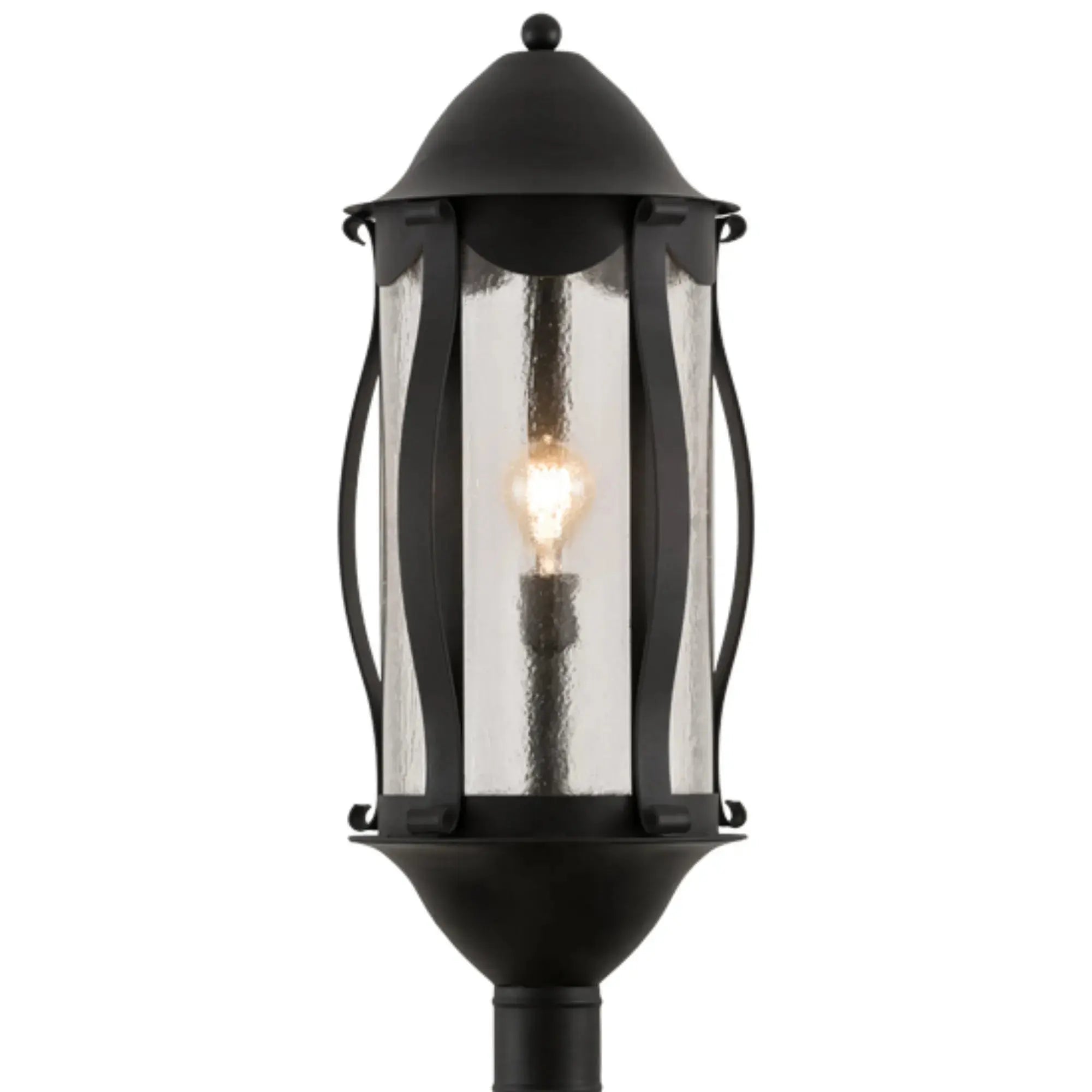 13"W Auvillar Post Mount – Old Wrought Iron – Clear Seeded Glass – Wet-Rated – Meyda Lighting Meyda Lighting