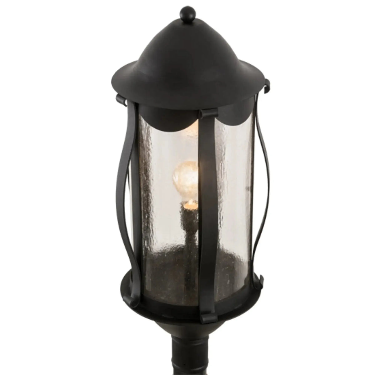 13"W Auvillar Post Mount – Old Wrought Iron – Clear Seeded Glass – Wet-Rated – Meyda Lighting Meyda Lighting