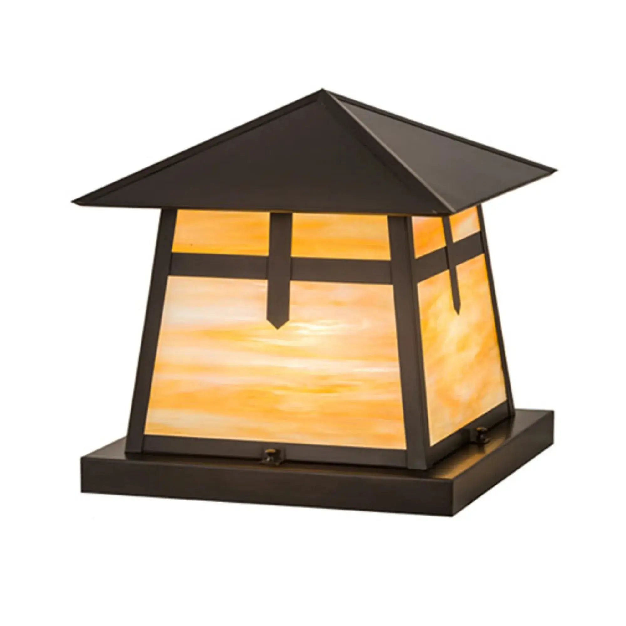 16" Square Stillwater Cross Mission Pier Mount – Craftsman Brown – Wet-Rated – Meyda Lighting Meyda Lighting