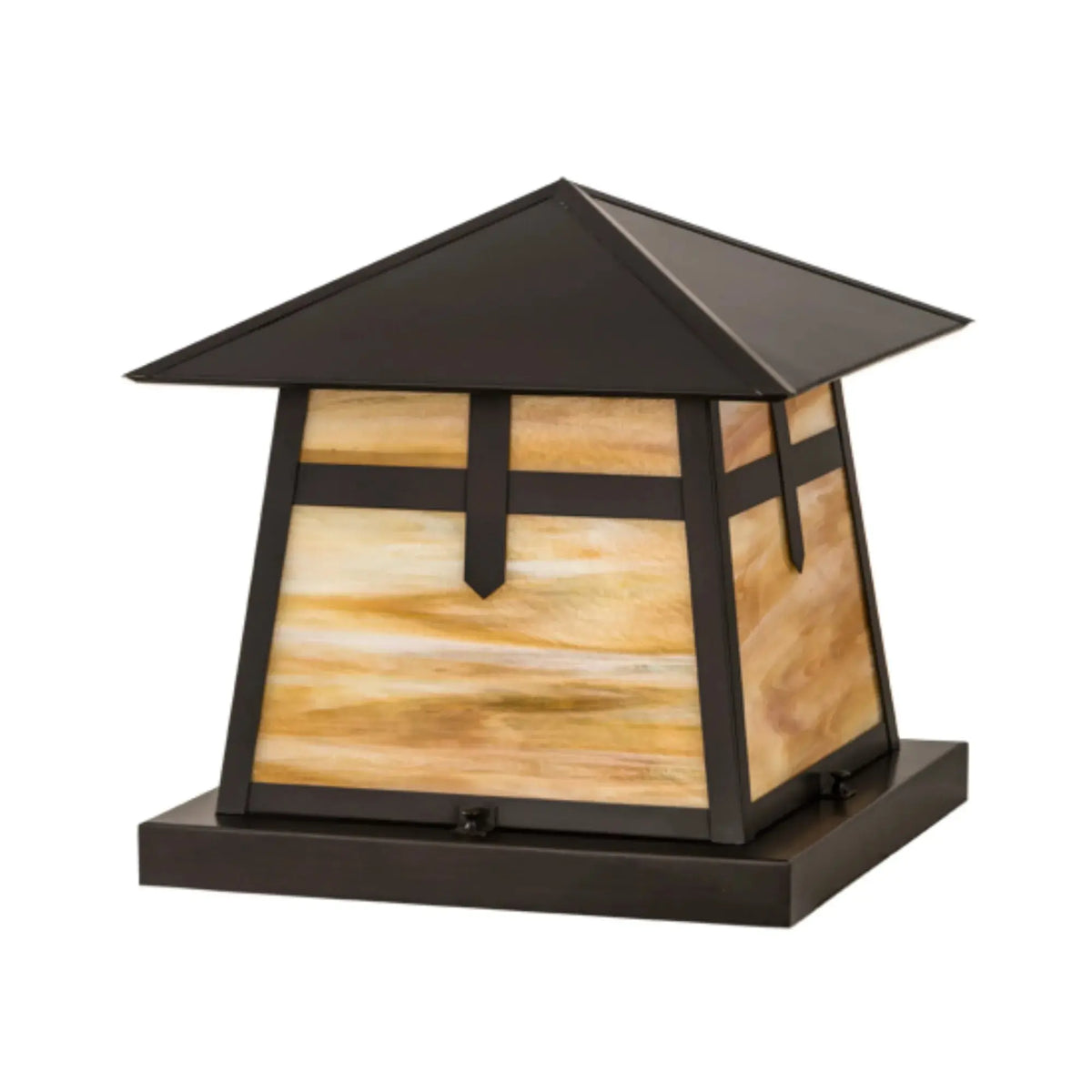 16" Square Stillwater Cross Mission Pier Mount – Craftsman Brown – Wet-Rated – Meyda Lighting Meyda Lighting