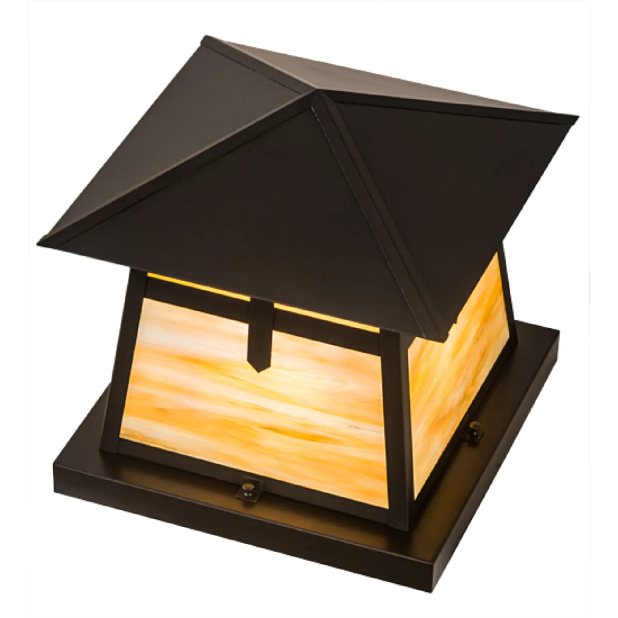16" Square Stillwater Cross Mission Pier Mount – Craftsman Brown – Wet-Rated – Meyda Lighting
