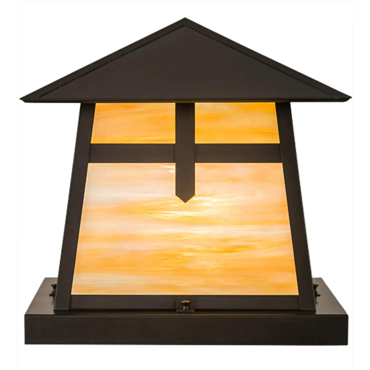 16" Square Stillwater Cross Mission Pier Mount – Craftsman Brown – Wet-Rated – Meyda Lighting Meyda Lighting