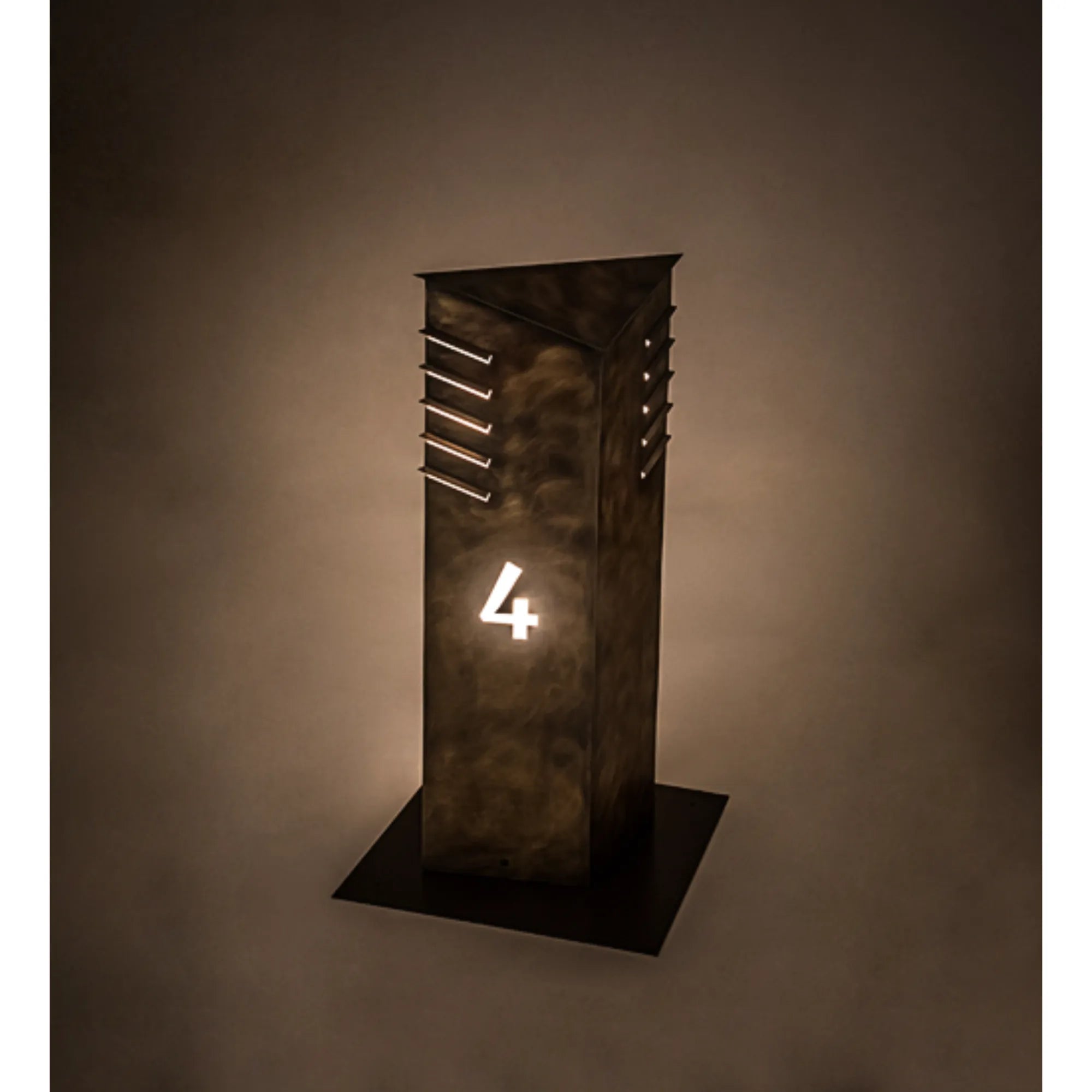 36" High Aploks Personalized 4 Bollard – Chemical Burnished Brass – Wet-Rated – Meyda Lighting