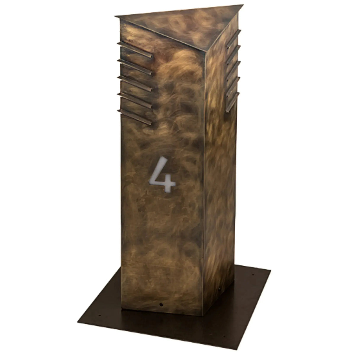 36" High Aploks Personalized 4 Bollard – Chemical Burnished Brass – Wet-Rated – Meyda Lighting Meyda Lighting