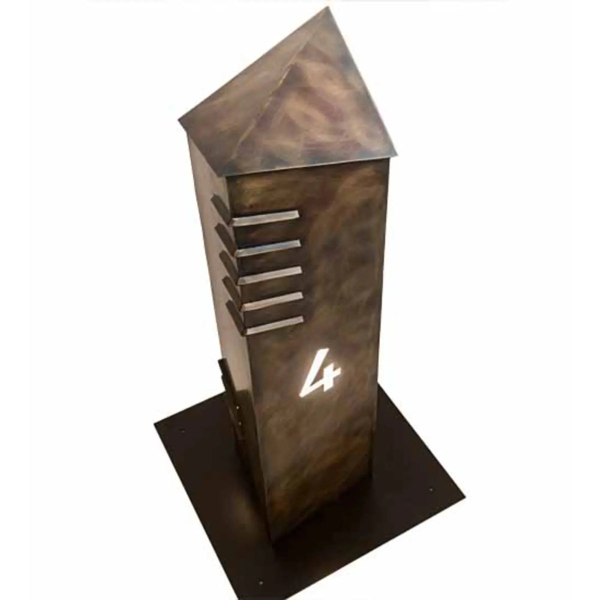 36" High Aploks Personalized 4 Bollard – Chemical Burnished Brass – Wet-Rated – Meyda Lighting Meyda Lighting