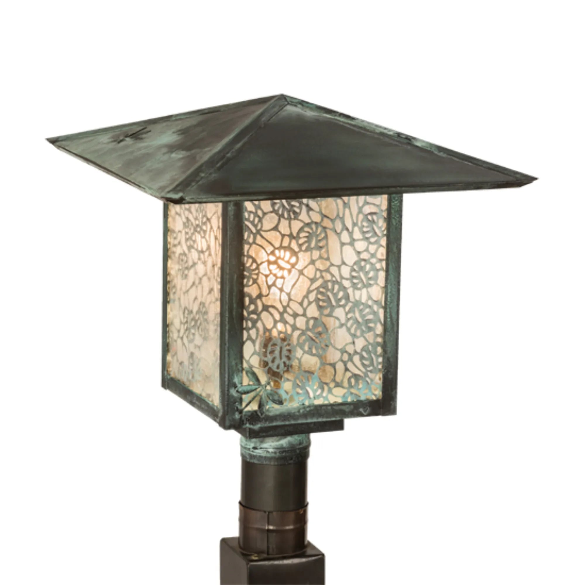16" Square Seneca Lotus Leaf and Dragonfly Post Mount – Meyda Lighting