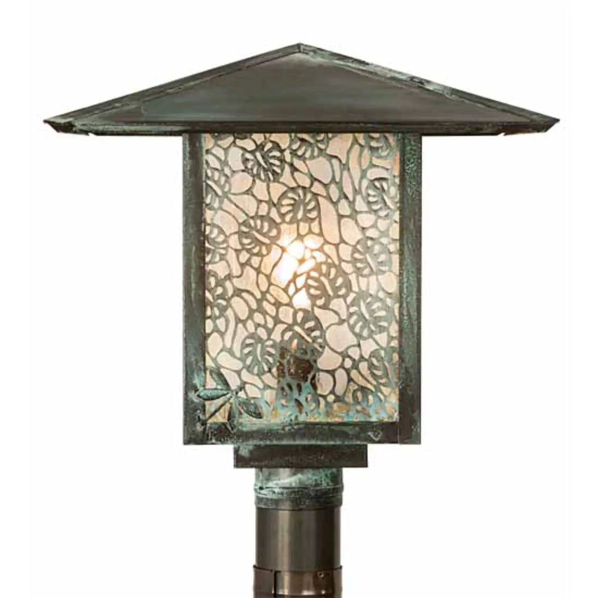16" Square Seneca Lotus Leaf and Dragonfly Post Mount – Meyda Lighting Meyda Lighting