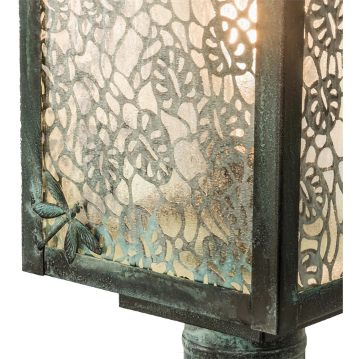 16" Square Seneca Lotus Leaf and Dragonfly Post Mount – Meyda Lighting Meyda Lighting