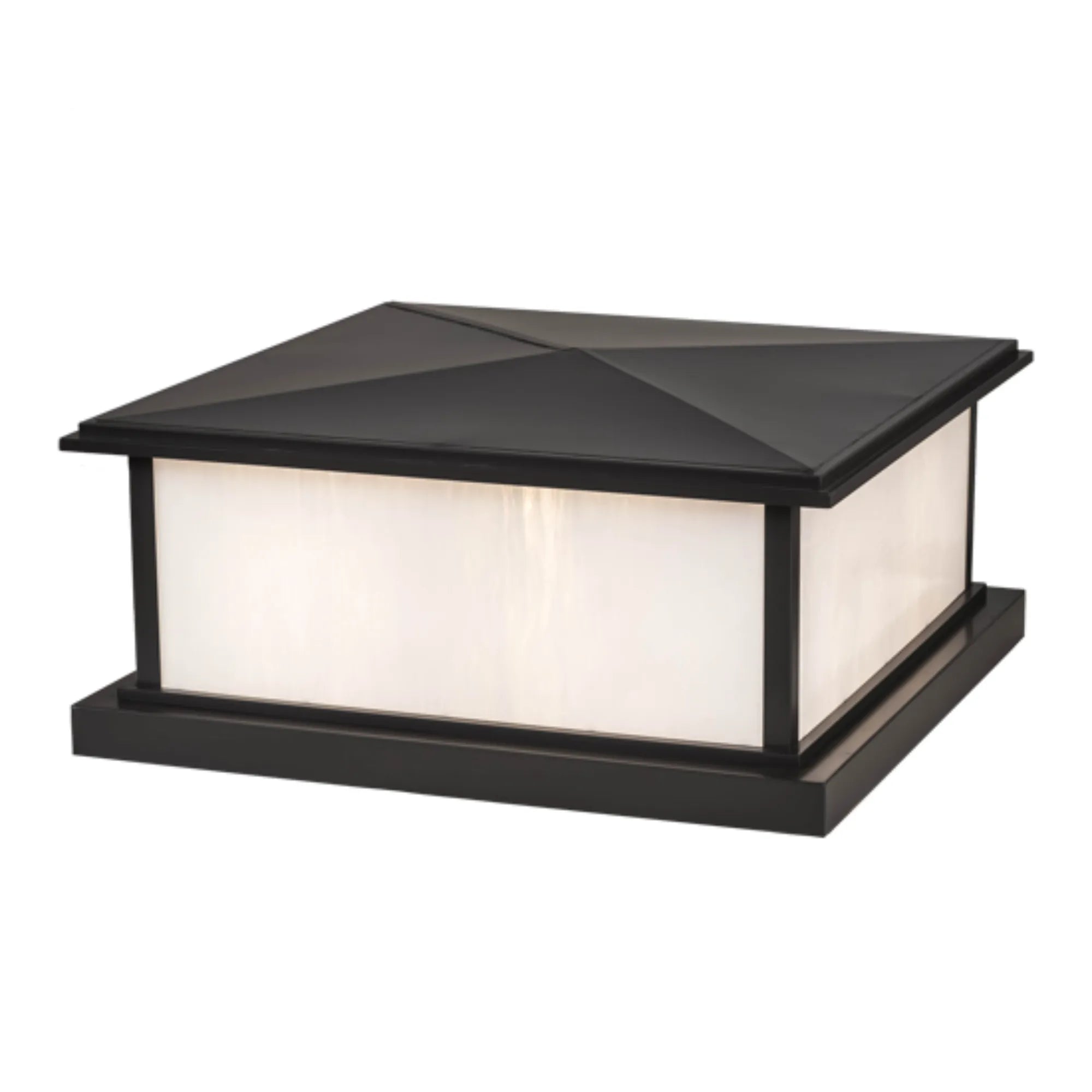30" Square Mission Prime Pier Mount – TIMELESS BRONZE – WHITE GLASS – Wet-Rated – Meyda Lighting