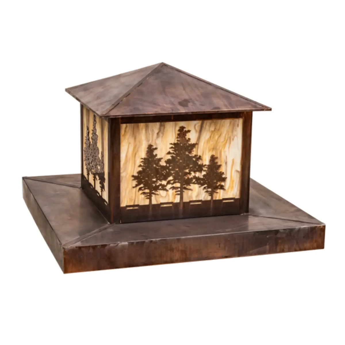 36" Square Tamarack Pier Mount – Vintage Copper – Travertine Idalight – Wet-Rated – Meyda Lighting Meyda Lighting
