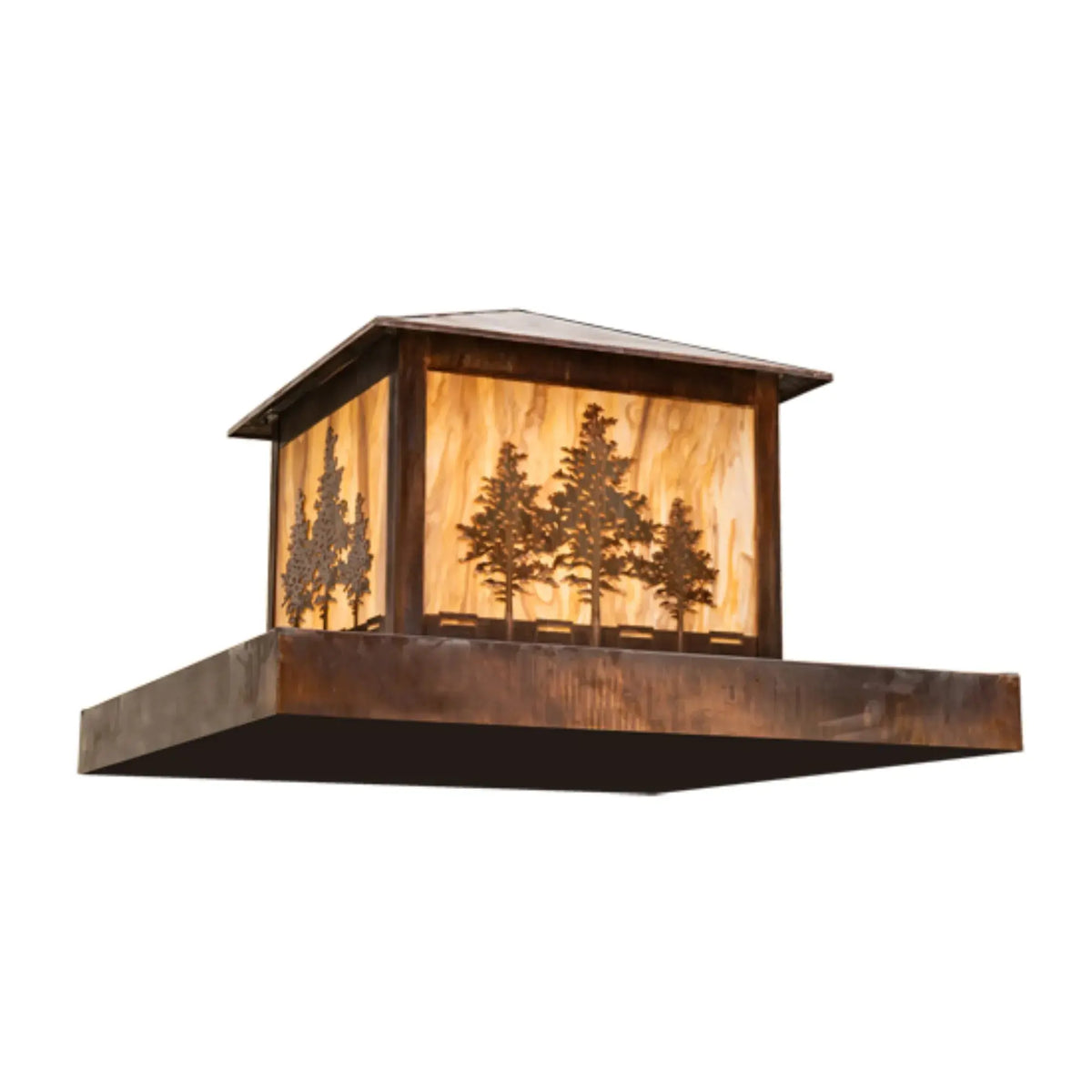 36" Square Tamarack Pier Mount – Vintage Copper – Travertine Idalight – Wet-Rated – Meyda Lighting Meyda Lighting