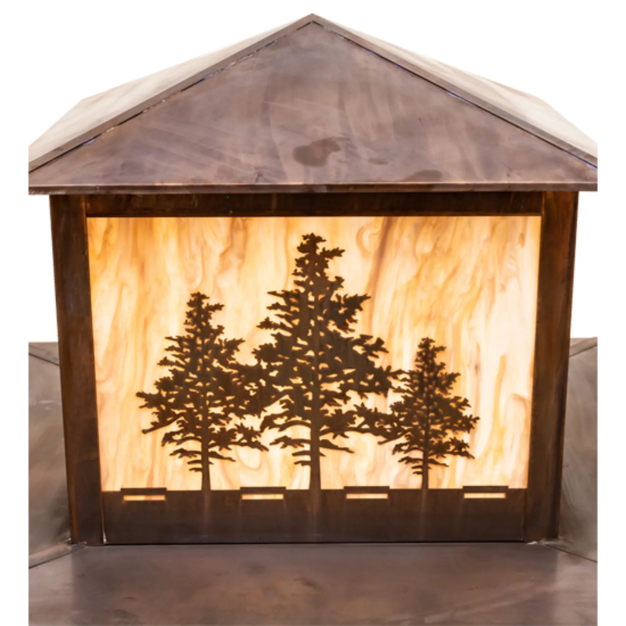 36" Square Tamarack Pier Mount – Vintage Copper – Travertine Idalight – Wet-Rated – Meyda Lighting