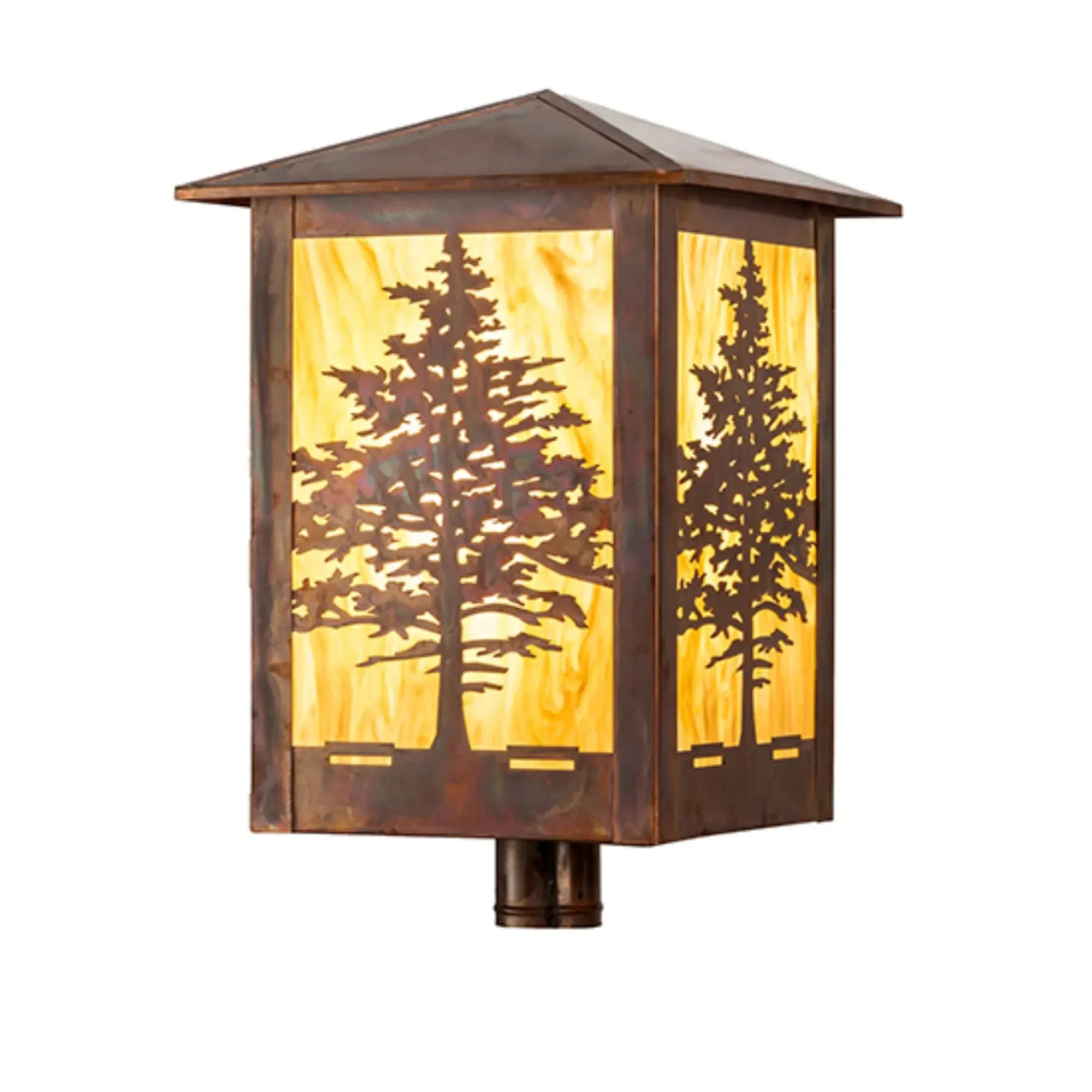16" Square Tamarack Post Mount – Vintage Copper – Travertine Idalight – Wet-Rated – Meyda Lighting Meyda Lighting