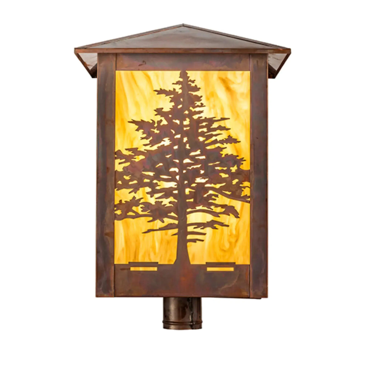 16" Square Tamarack Post Mount – Vintage Copper – Travertine Idalight – Wet-Rated – Meyda Lighting Meyda Lighting