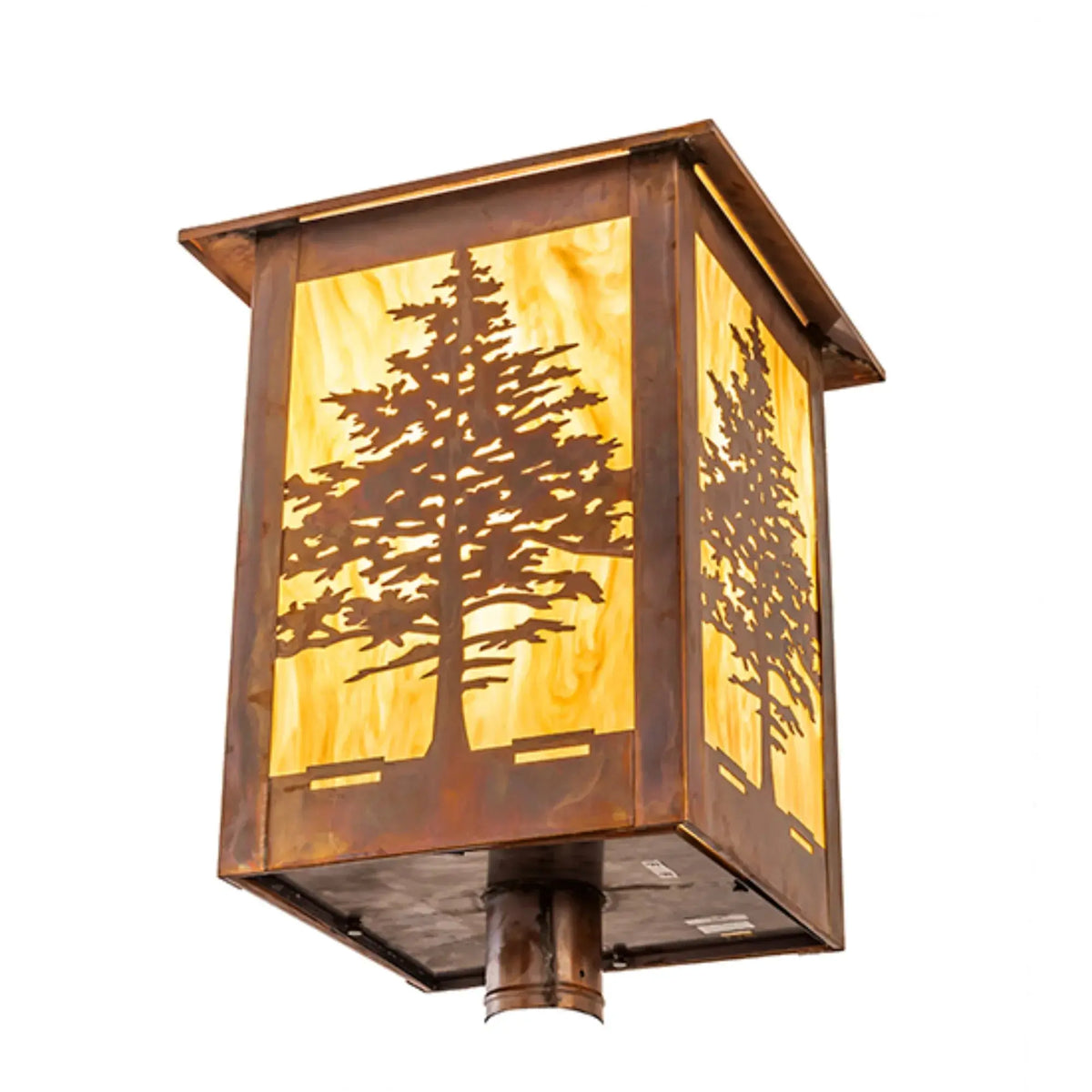 16" Square Tamarack Post Mount – Vintage Copper – Travertine Idalight – Wet-Rated – Meyda Lighting Meyda Lighting